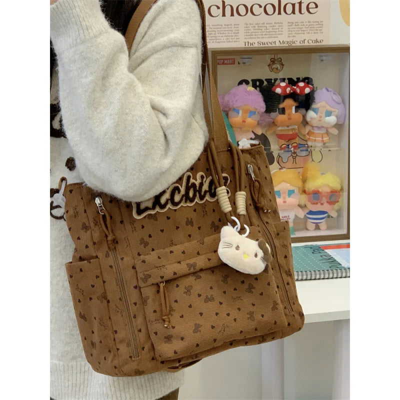 Nixie Corduroy Tote Bag – Large Capacity Women's Shoulder Bag