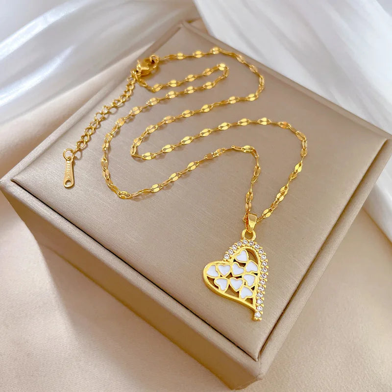 Women's Gold Heart Pendant Necklace – Stainless Steel Choker