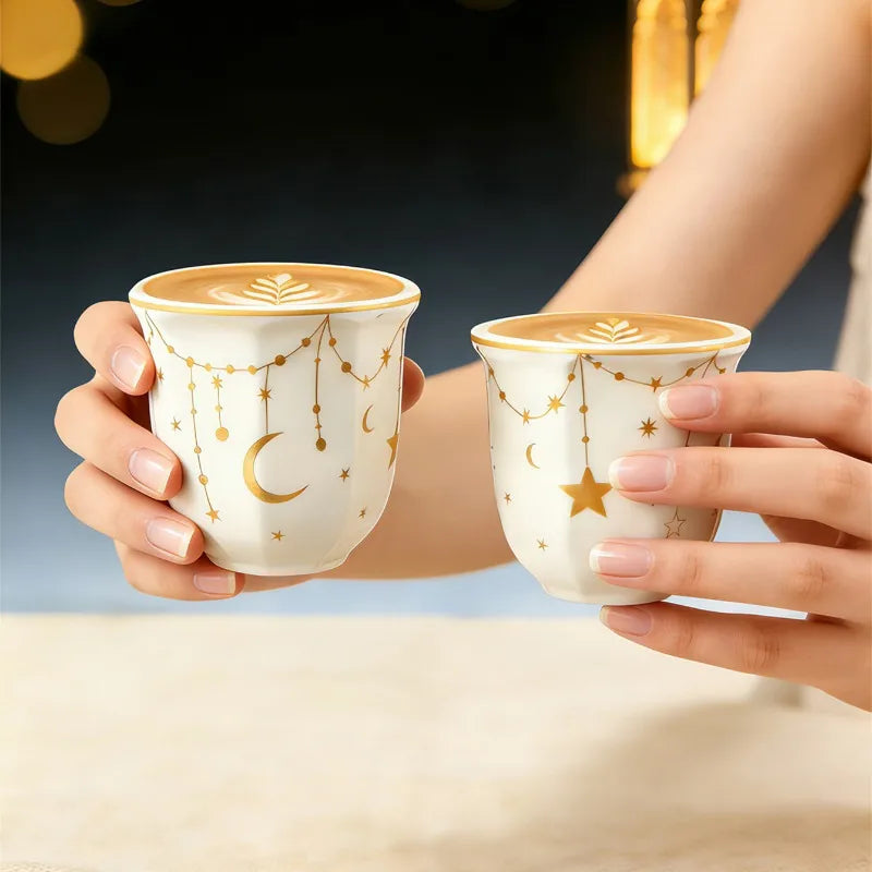 Kabuki Octagonal Ceramic Espresso Cup | Floral Coffee Cup