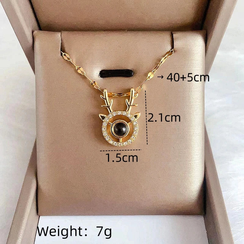 Women's Projection Pendant Necklace – I Love You Clavicle Chain