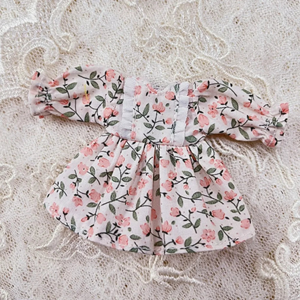Printed Long Sleeve Doll Dress – 1/12 BJD OB11 Clothes