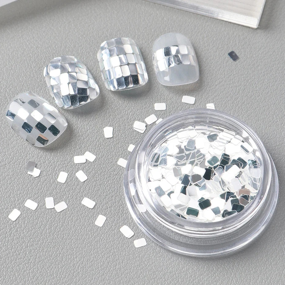Holographic Square Silvery Nail Art Sequins | DIY Paillette