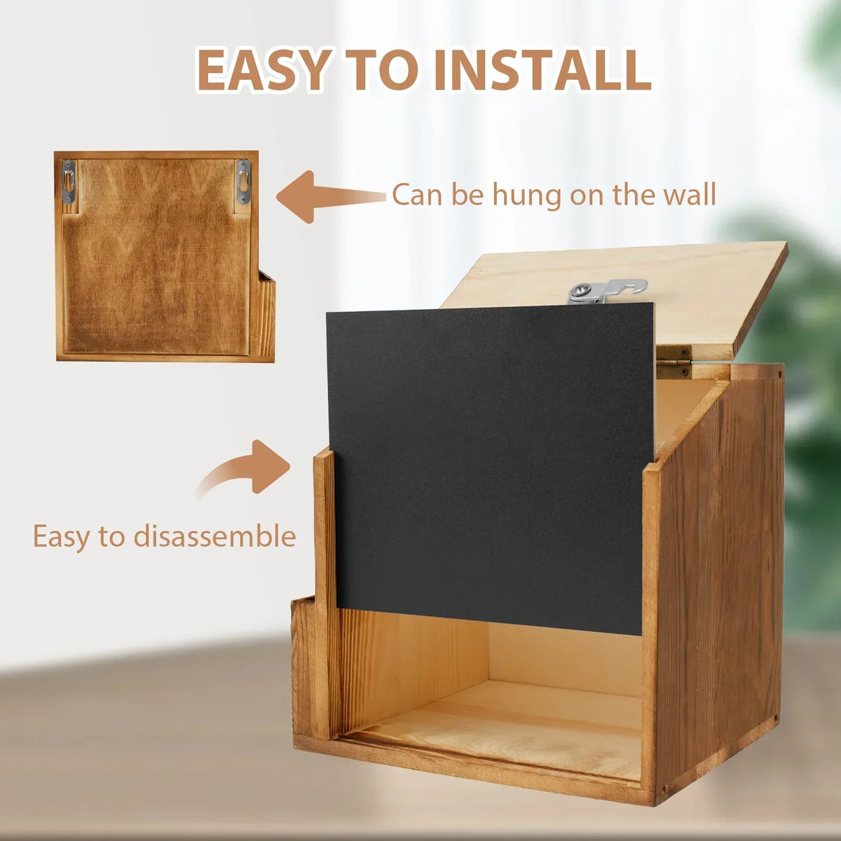 Wood Suggestion Box Wall Mounted Ballot & Donation Box with Lock
