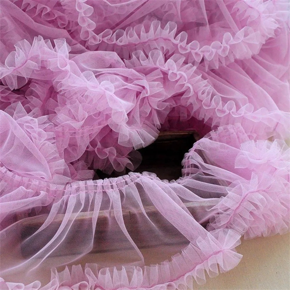 Pleated Tulle Lace Trim 15x90cm – Fluffy Mesh Ribbon for DIY
