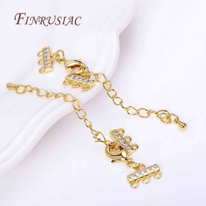 18K Gold Plated Zircon Lobster Clasp & Extension Chain Connector