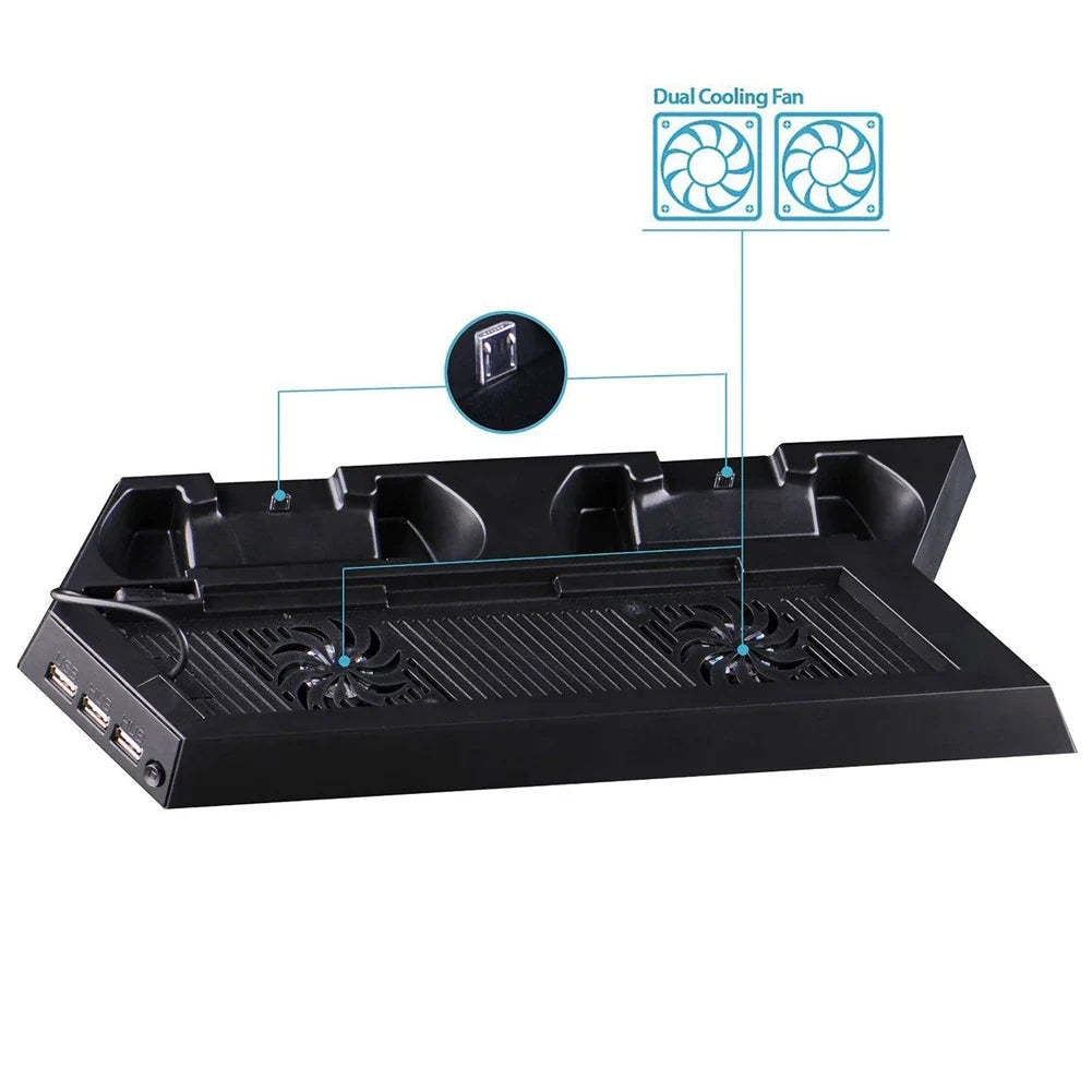 PS4 Vertical Stand Cooling Fan & Dual Controller Charging Dock