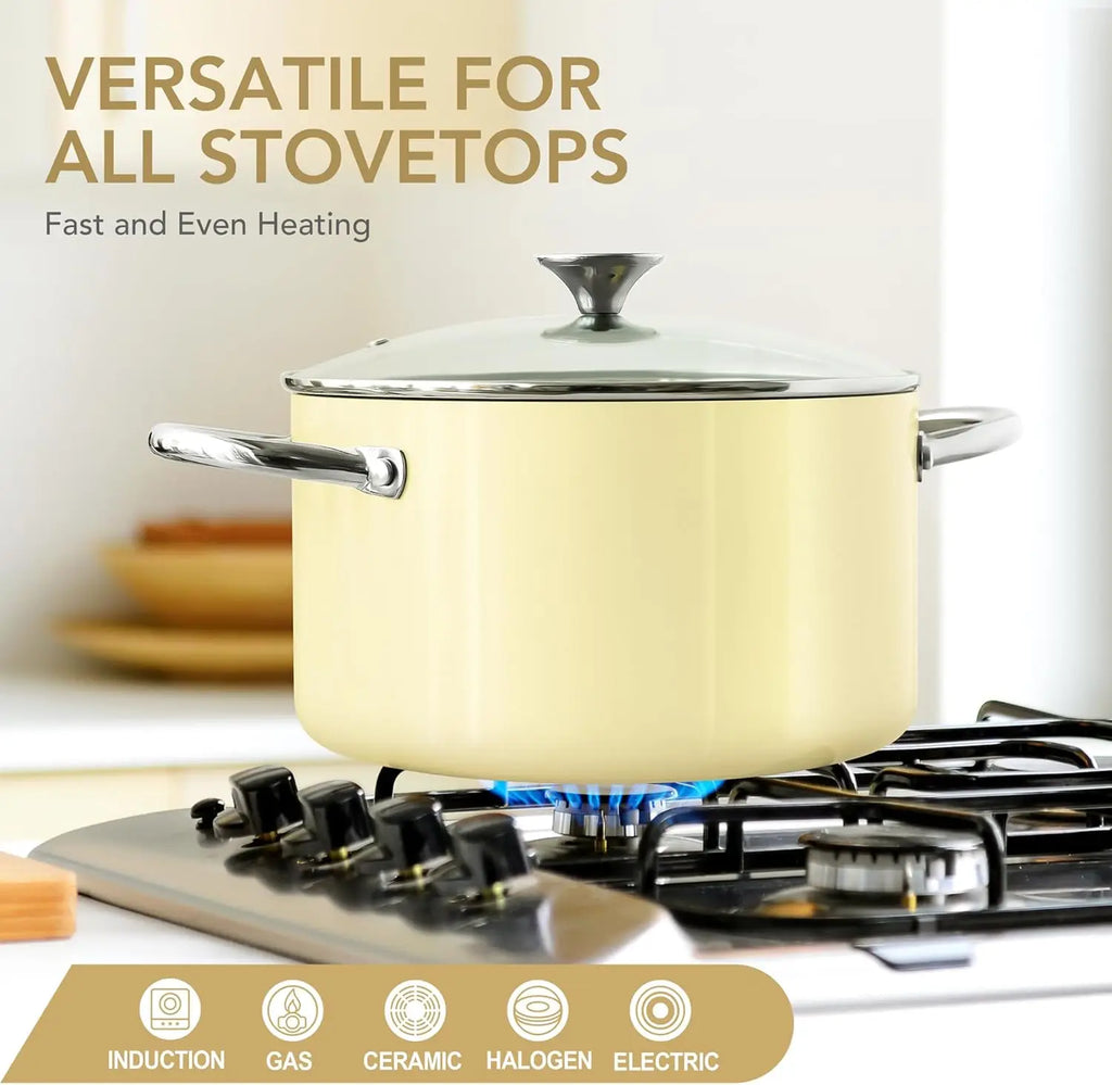MICHELANGELO 6QT Ceramic Nonstick Stock Pot with Lid | Induction