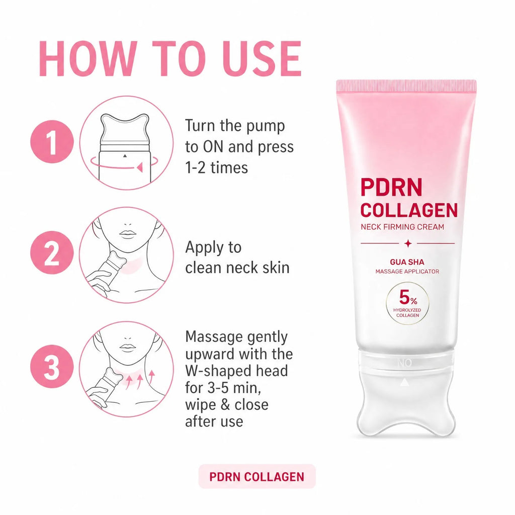 PDRN Collagen Neck Cream with Gua Sha Roller | Firming & Hydrating