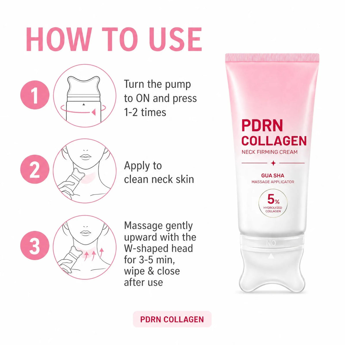 PDRN Collagen Neck Cream with Gua Sha Roller | Firming & Hydrating