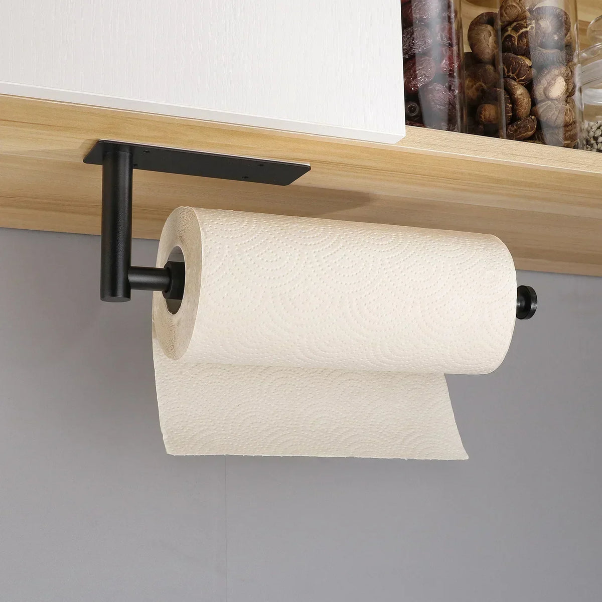 Wall Mount Paper Towel Holder – One-Hand Damping, Matte Black