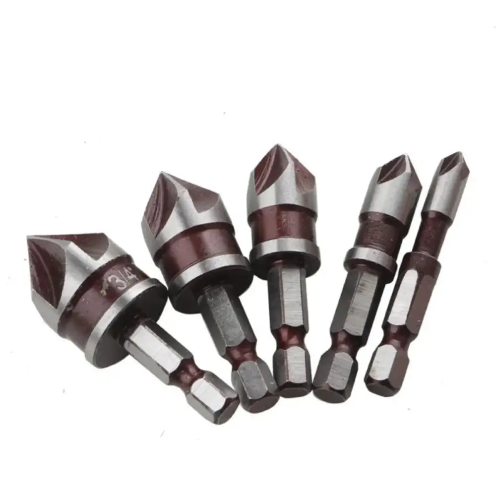 5-Piece Countersink Drill Bit Set | 1/4"–3/4" Hex Shank