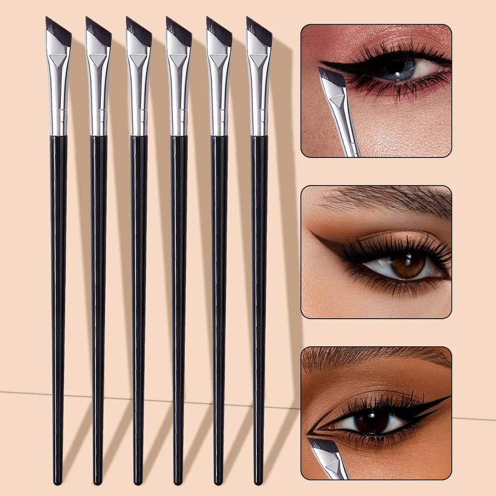 6-Piece Angled Eyeliner & Eyebrow Brush Set | Precision Eye Makeup