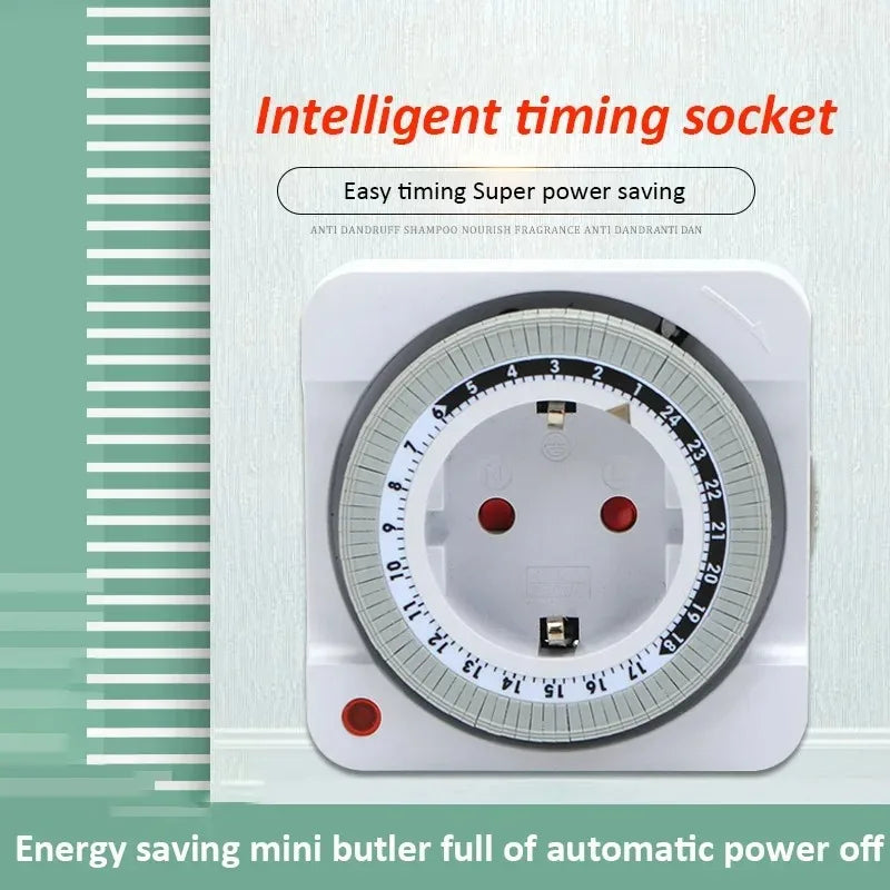 Mechanical 24-Hour Timer Switch EU Plug Indoor Outlet