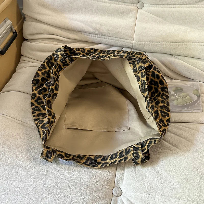 Korean Leopard Print Shoulder Bag – Large Capacity Women's Tote
