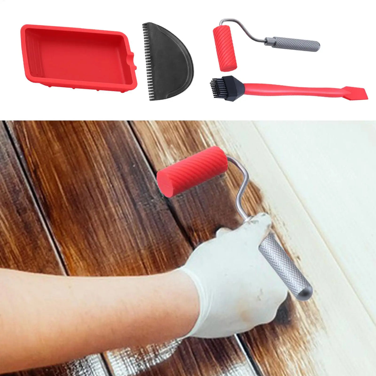 Wood Glue Roller Kit with Tray, Brush & Scraper | Woodworking