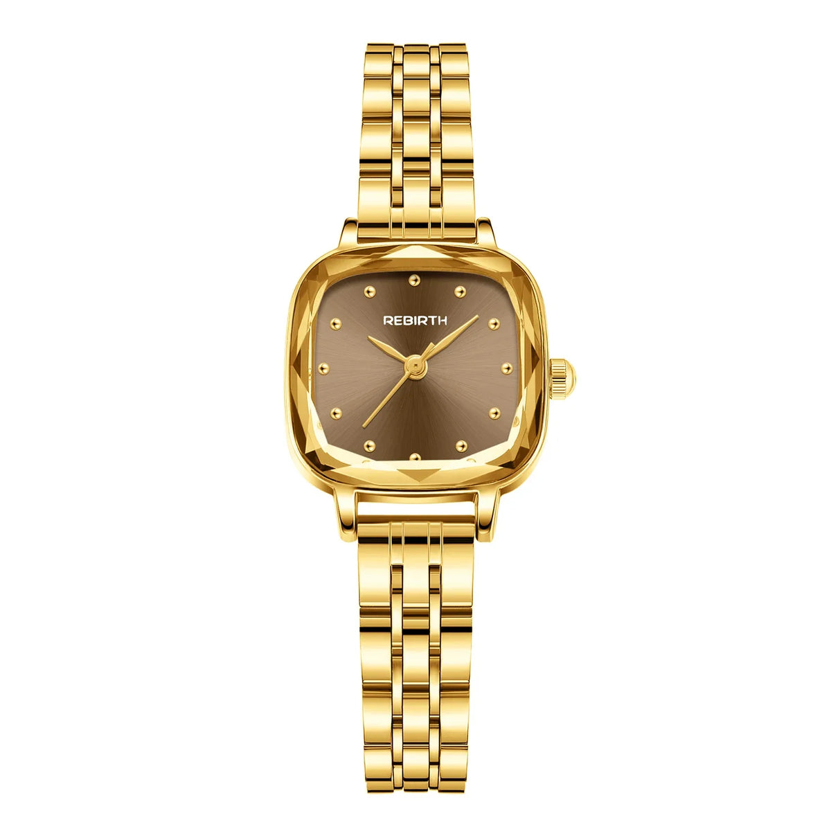 REBIRTH Women's Retro Square Quartz Watch – Steel Strap
