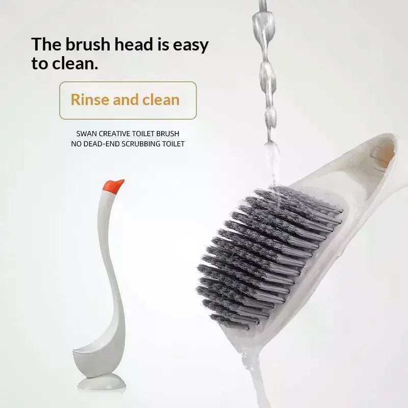 Swan Shape Toilet Brush with Long Handle & Holder