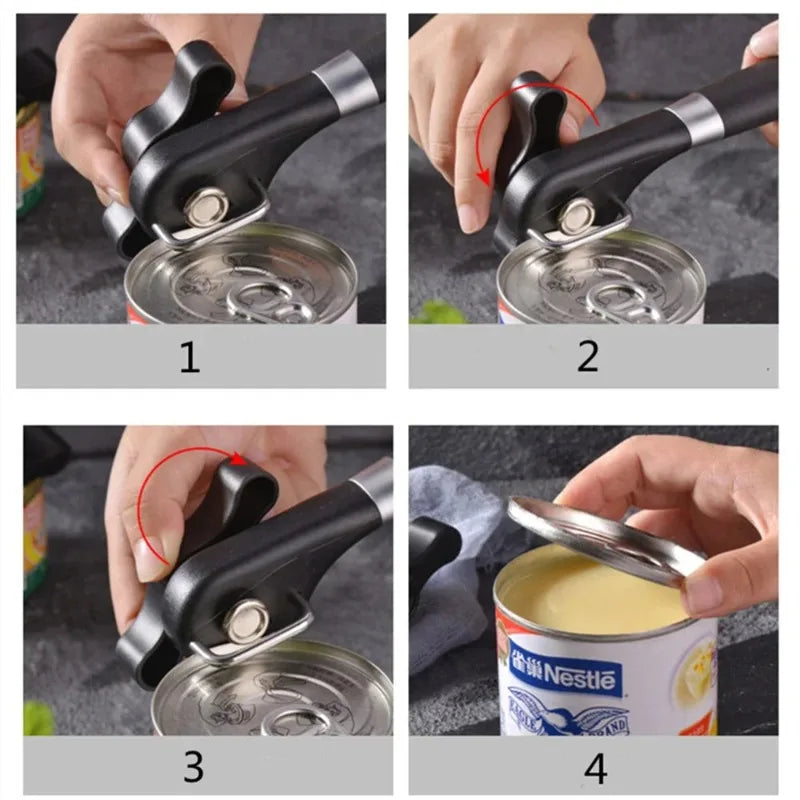 Manual Side-Cut Can Opener – Stainless Steel Kitchen Tool