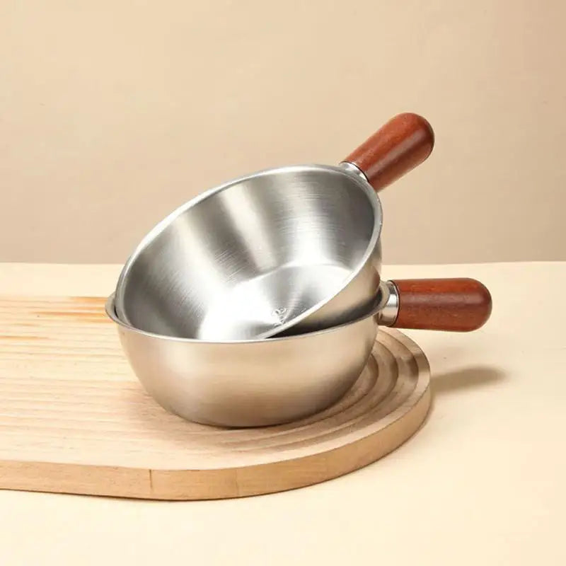 Mini Stainless Steel Saucepan with Wooden Handle | Kitchen Pan