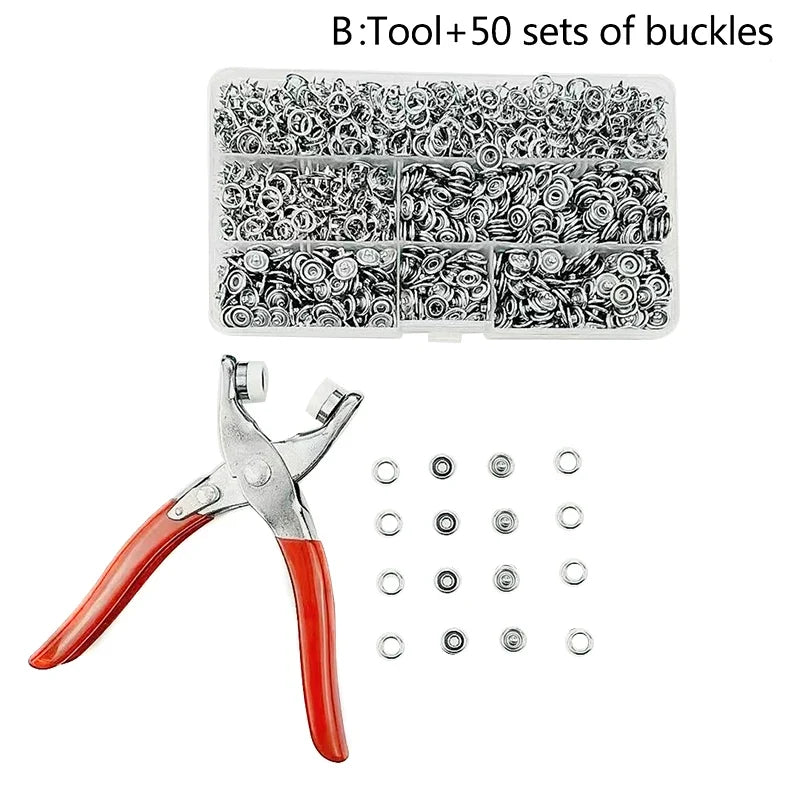Metal Snap Fastener Kit with Pliers Press Tool for Sewing