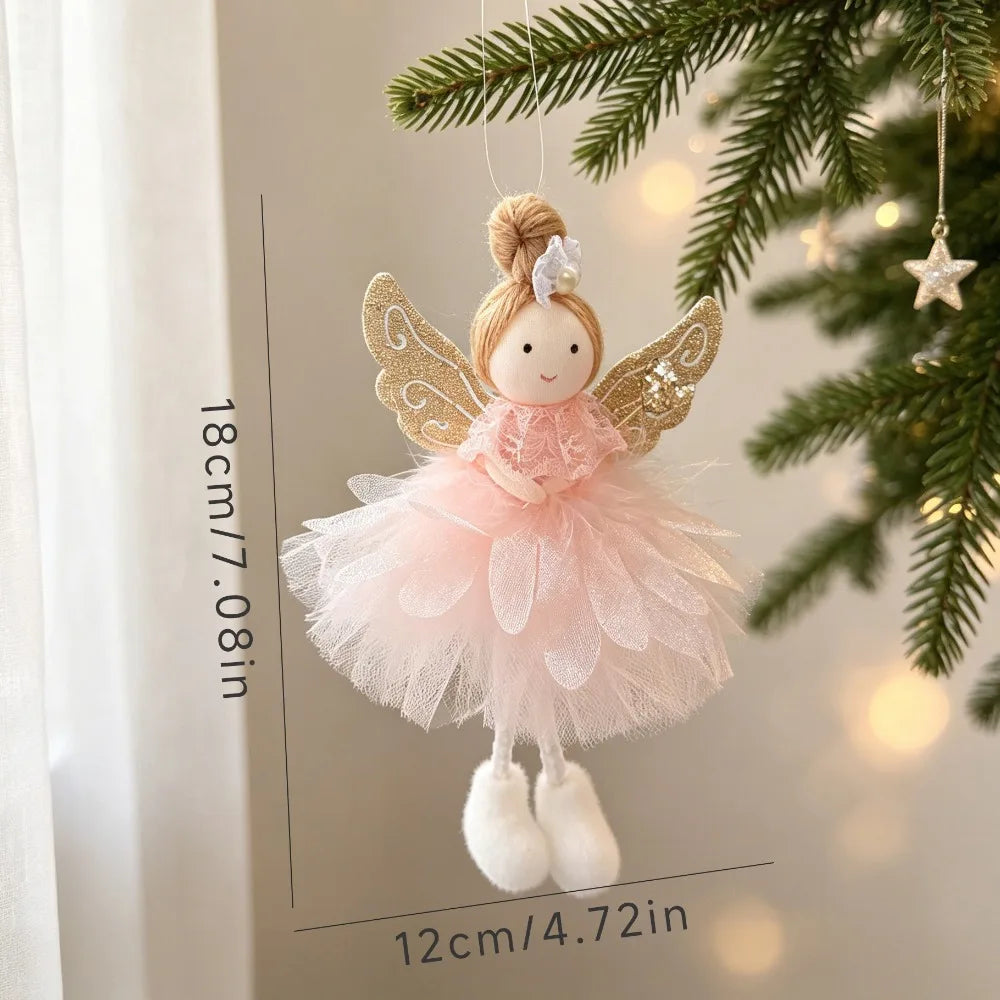 Plush Christmas Angel Ornament – Fluffy Wings Hanging Pendant