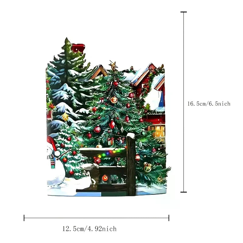 3D Pop-Up Christmas Card – Santa, Reindeer & Snowy Village