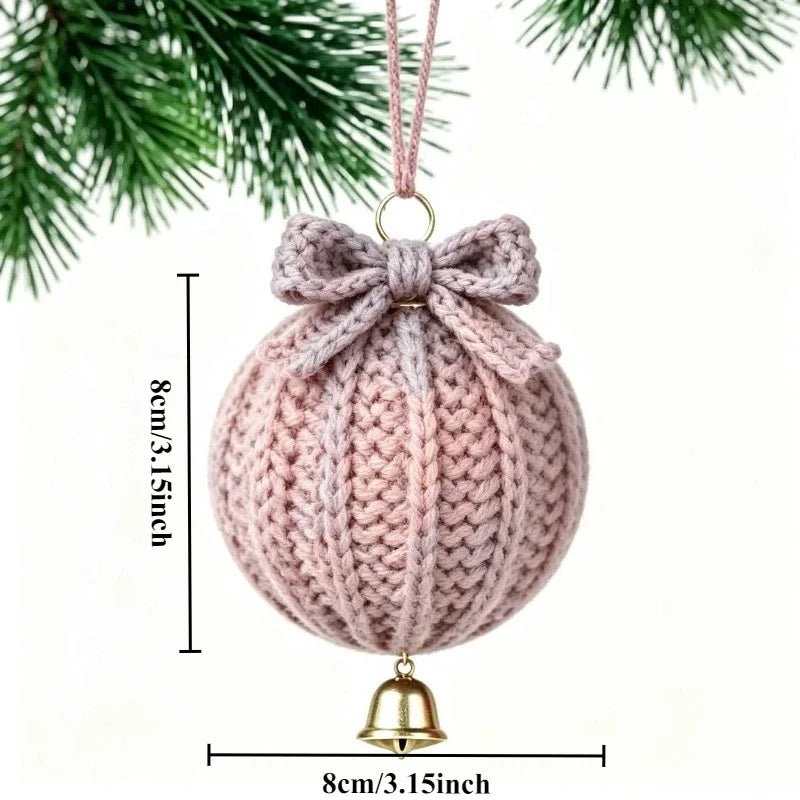 Hand Crochet Christmas Ball Ornaments with Bells – 10 Pcs