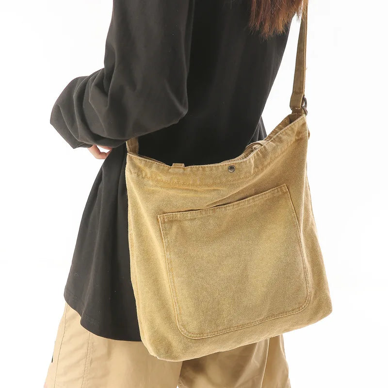 Women's Vintage Washed Denim Tote Bag – Large Capacity