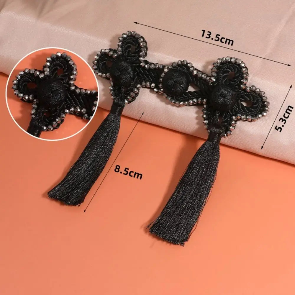 Chinese Tassel Plate Buckle Hand-Beaded Knot Button DIY