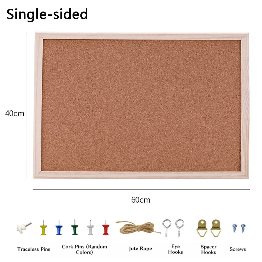 Wooden Frame Cork Bulletin Board – Hanging Memo Display Board