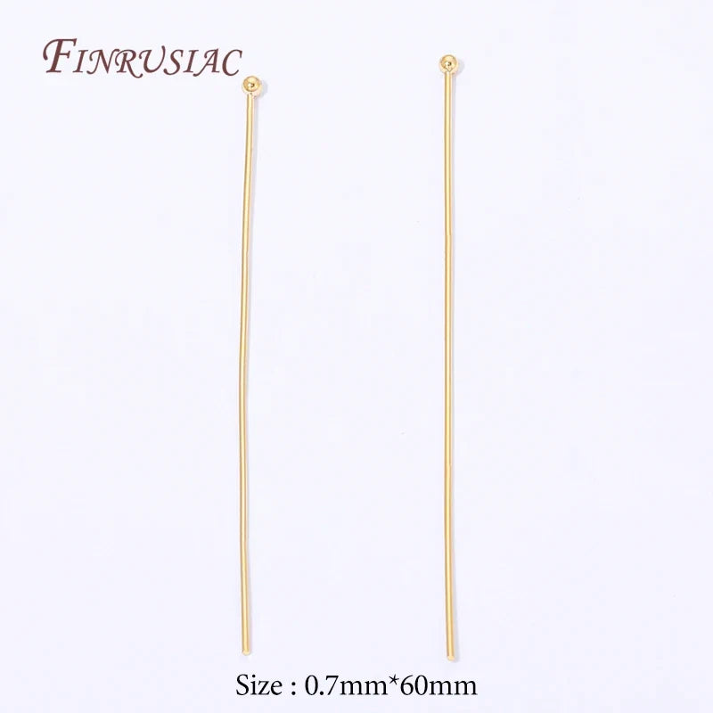 18K Gold Plated Ball Head Pins – Long Stem Beading Pins