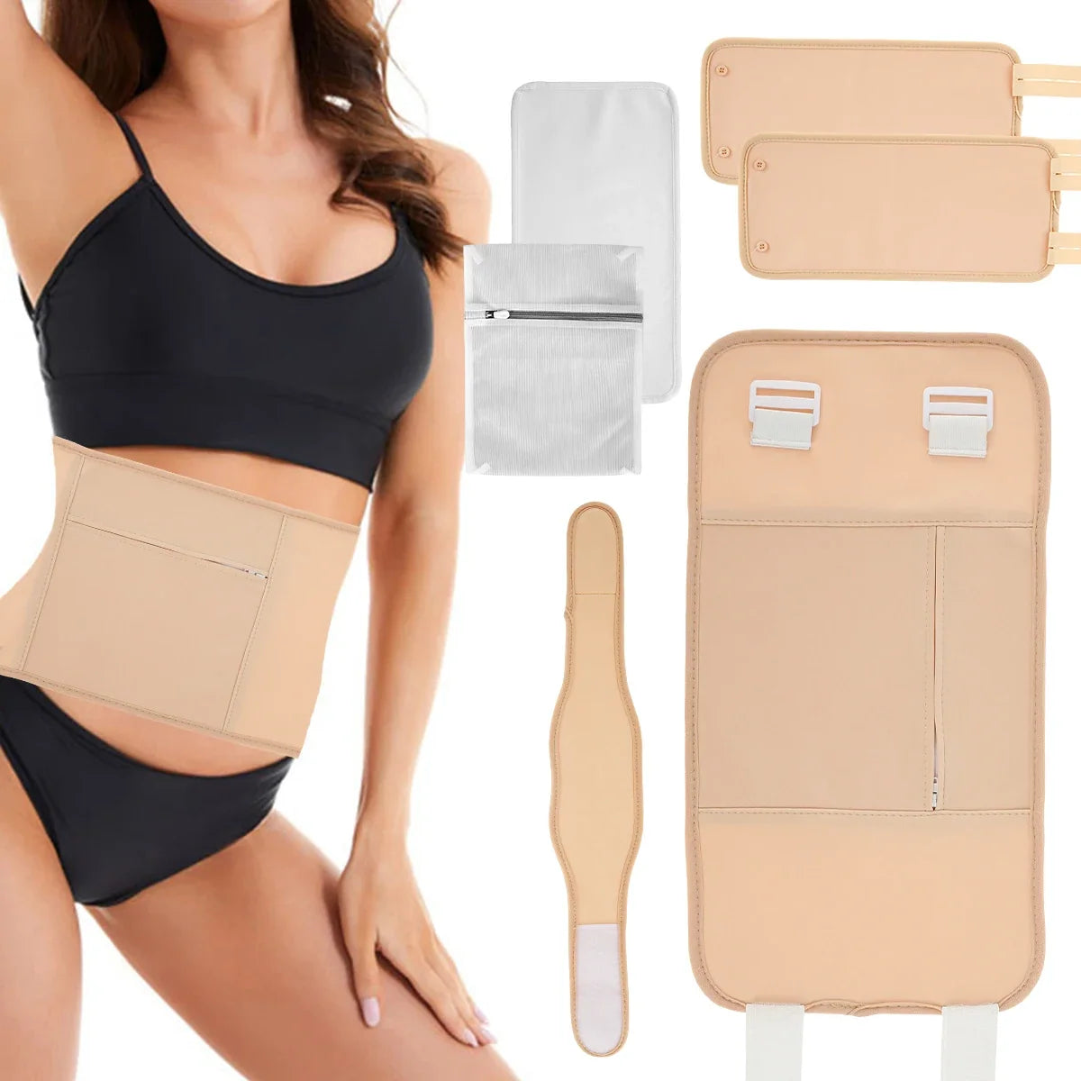 Reusable Castor Oil Pack Wrap Kit – Adjustable Waist & Neck