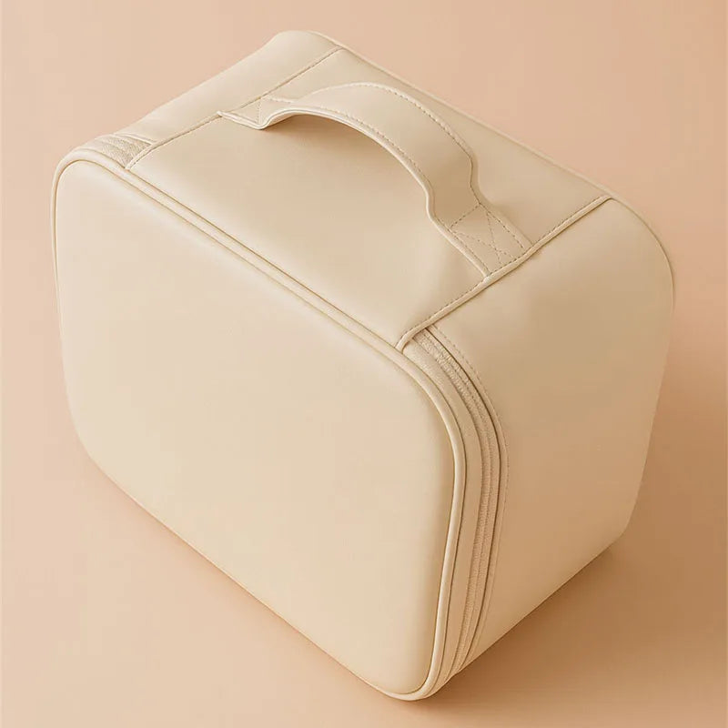 LED Lighted Makeup Bag with Mirror – Large PU Leather Organizer