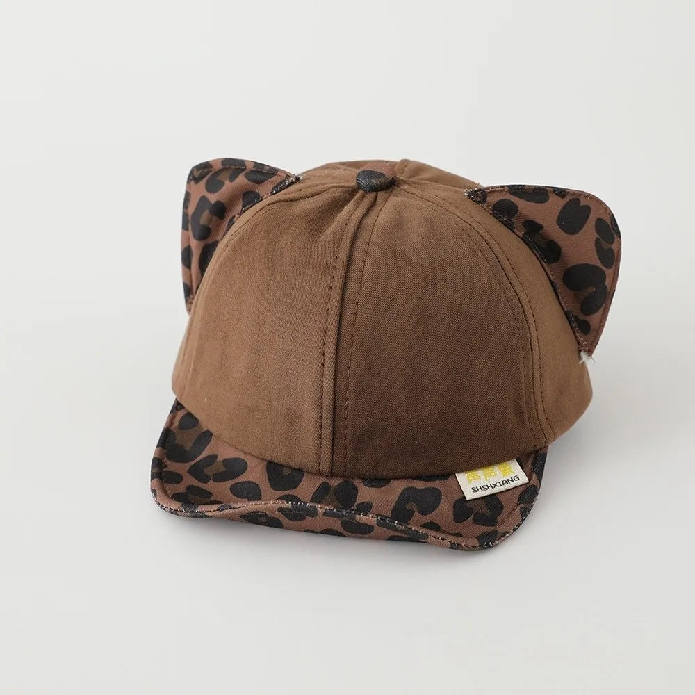 Toddler Cat Ear Baseball Hat – Leopard Print Sun Visor Cap