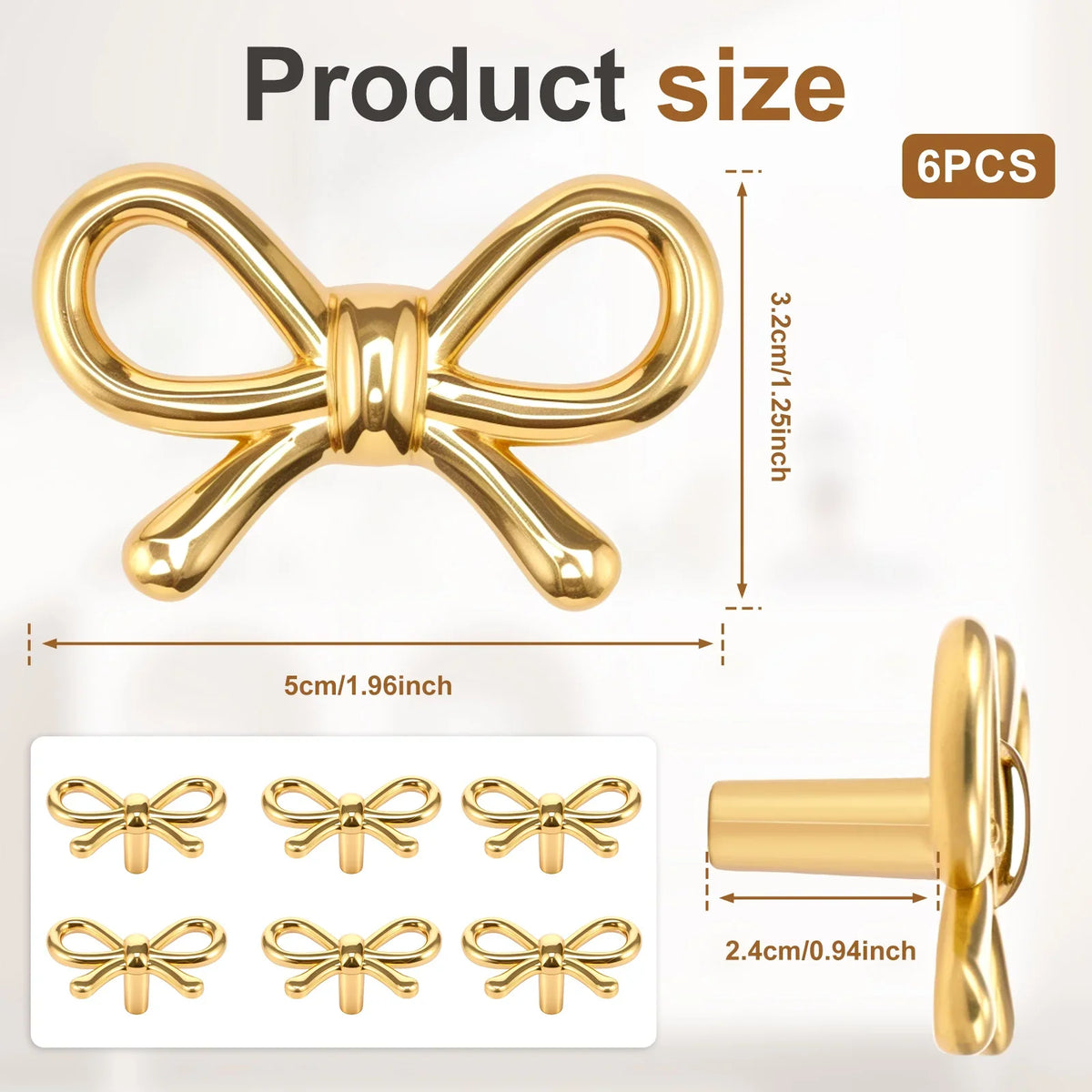 Bow Shape Gold Brass Drawer Knobs | Cabinet Pulls 2/4/6 Pack