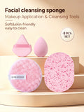4-Piece Facial Cleansing Sponge Set – Wet & Dry Powder Puff