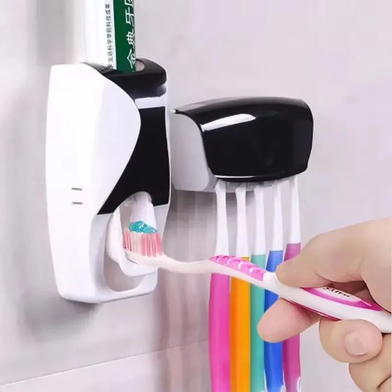 Wall Mounted Toothbrush Holder & Toothpaste Dispenser Set