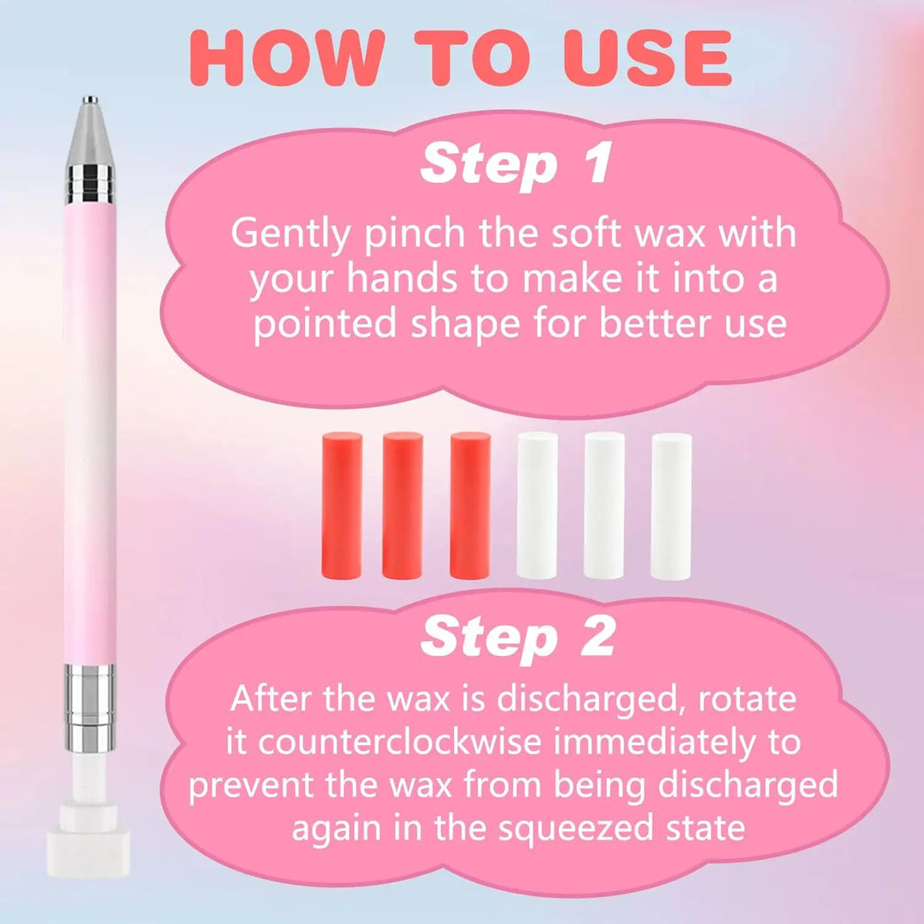 2PCS Refillable Wax Pen for Diamond Painting + Wax Pads
