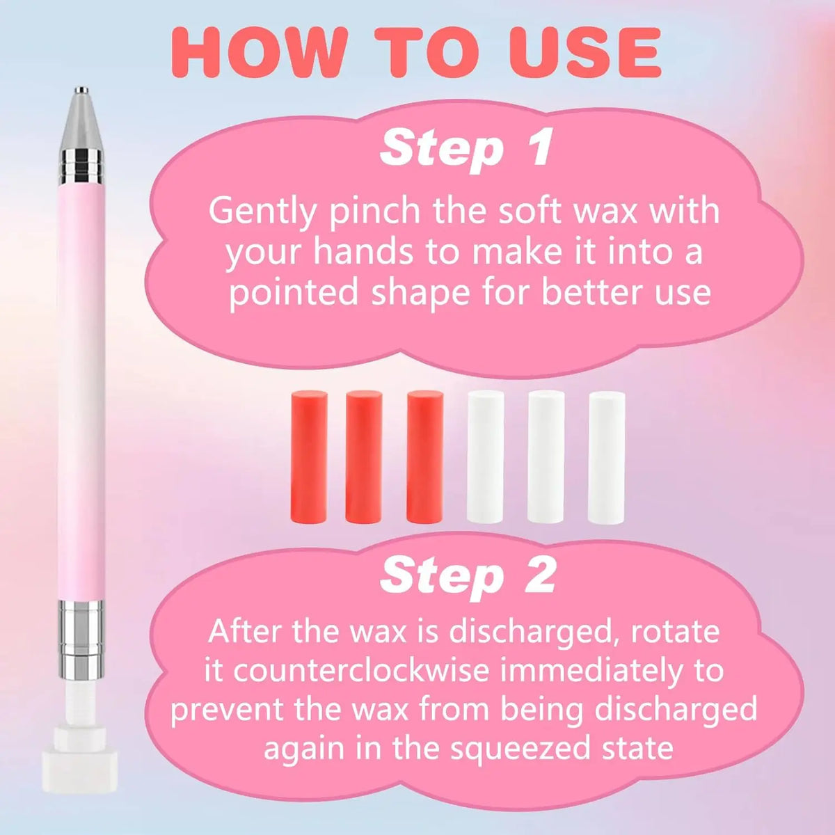 2PCS Refillable Wax Pen for Diamond Painting + Wax Pads