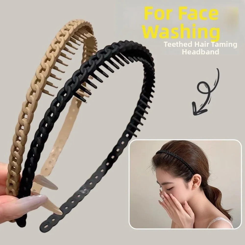 Frosted Anti-Slip Toothed Headbands – Braided Wave Multicolor