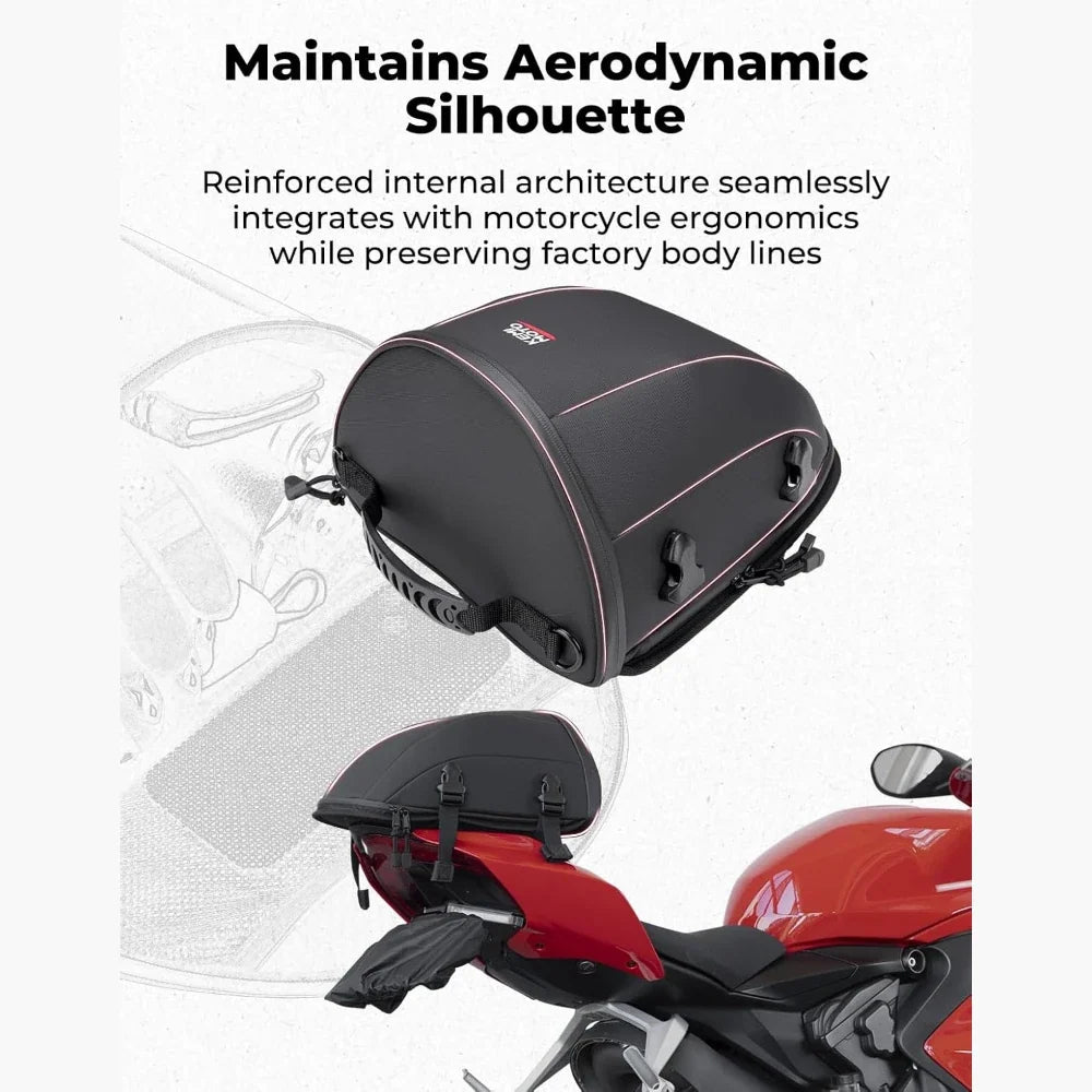 KEMITOUR 12.5L Waterproof Expandable Motorcycle Tail Saddle Bag