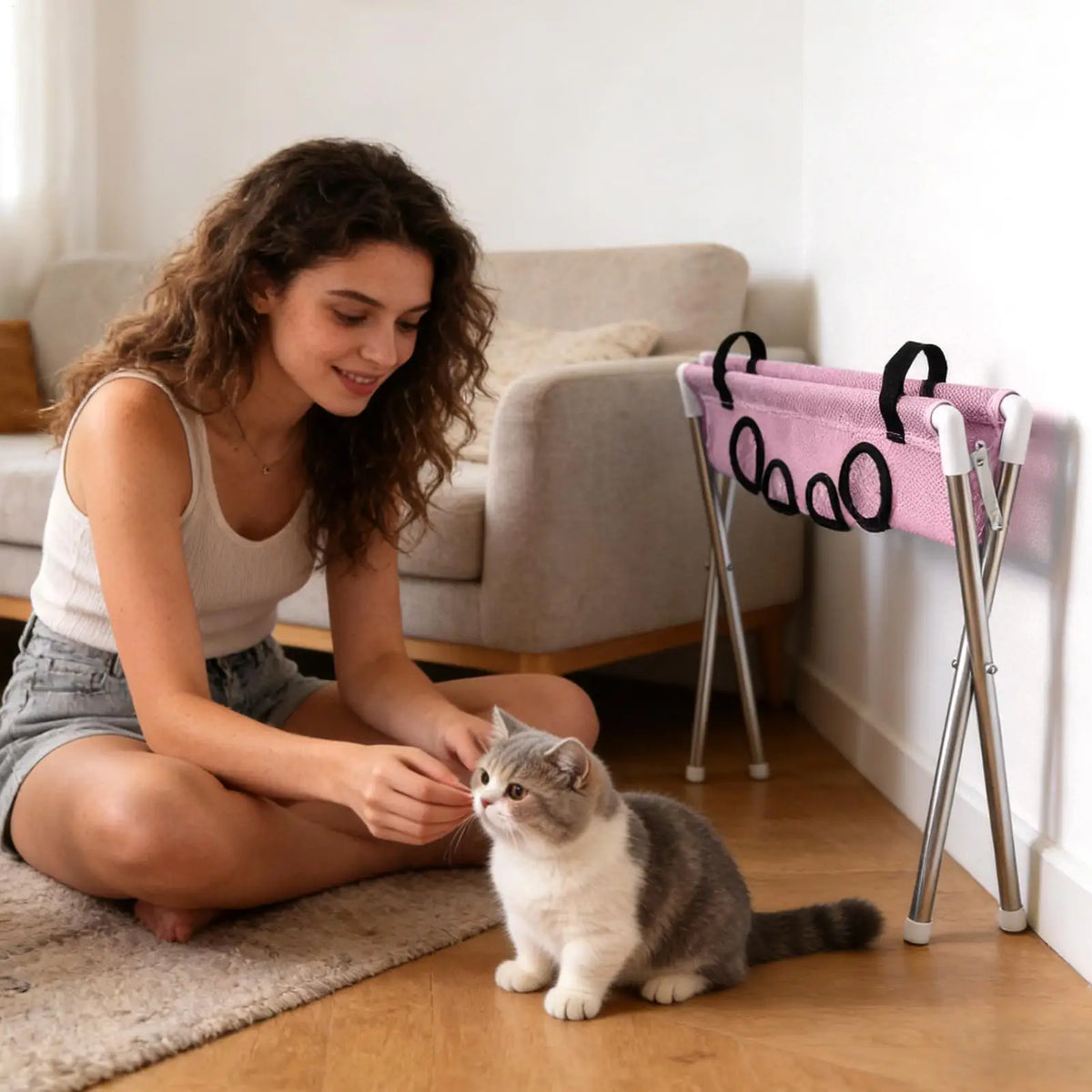 Pet Grooming Hammock Stand – Adjustable Nail & Ear Care Sling