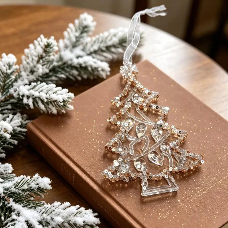 Clear Acrylic Christmas Ornaments with Rhinestone Details