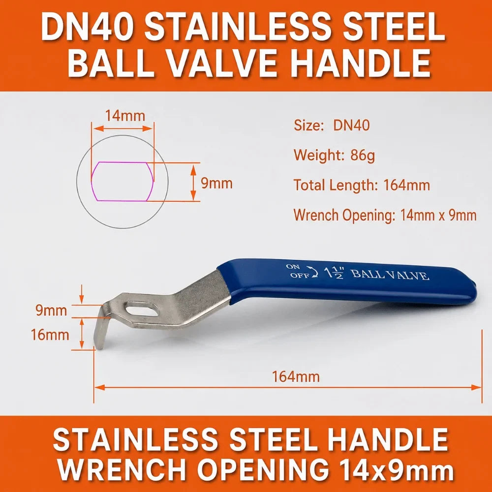 Stainless Steel Ball Valve Lever Handle DN15–DN50 | 6 Sizes