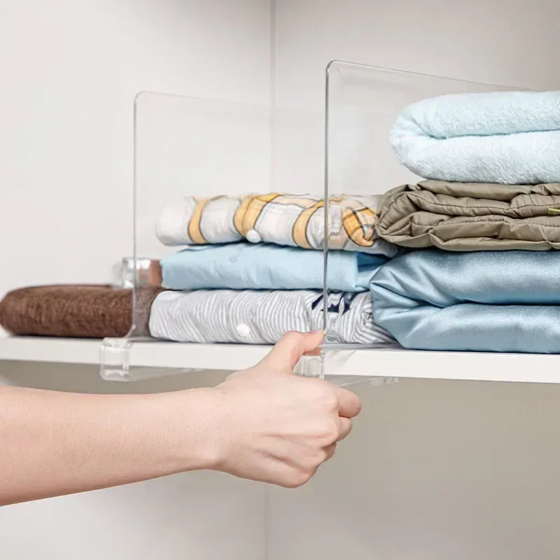 Clear Acrylic Closet Shelf Dividers | 2-Pack Wardrobe Organizer
