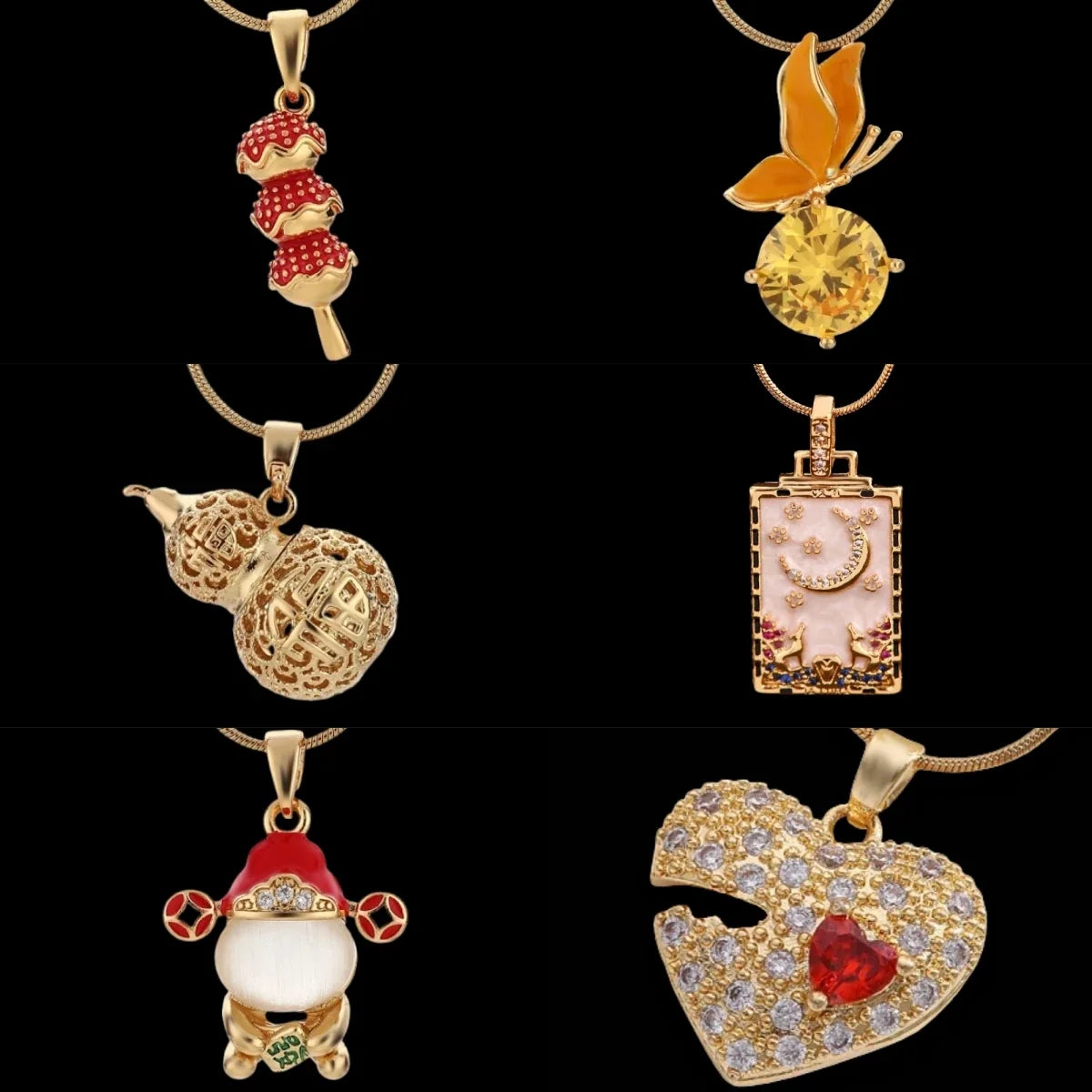 Women's Gold-Plated Copper Pendant Necklace – Steel Chain