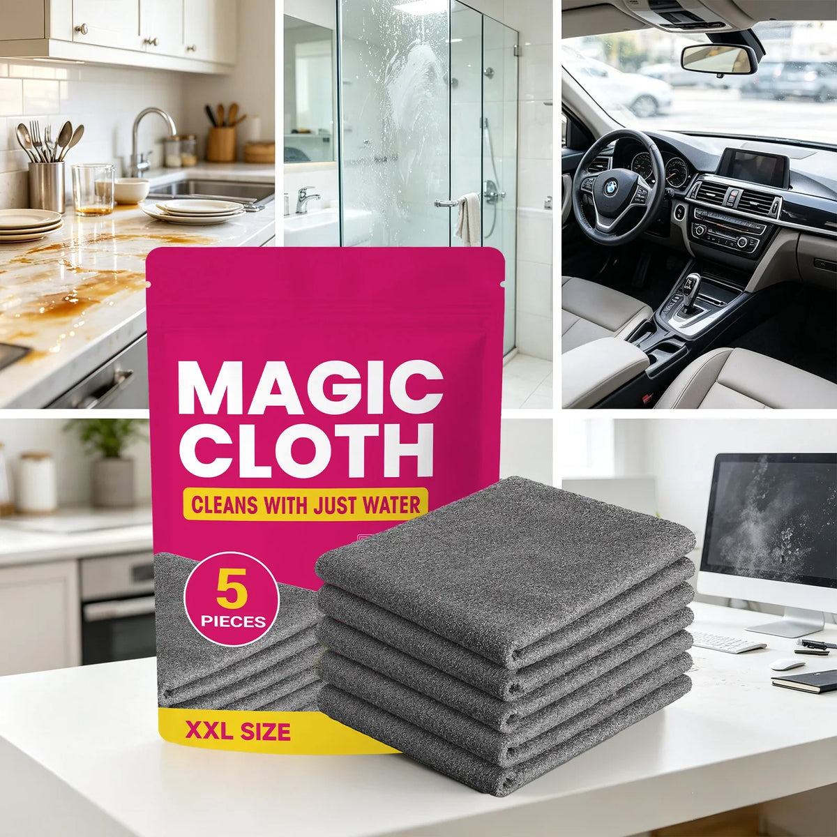 Microfiber Cleaning Cloths 5-Pack – Streak & Lint Free
