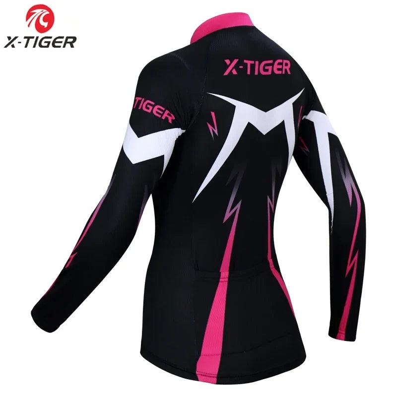 X-Tiger Women's Long Sleeve Pro Cycling Jersey | MTB Bike Top