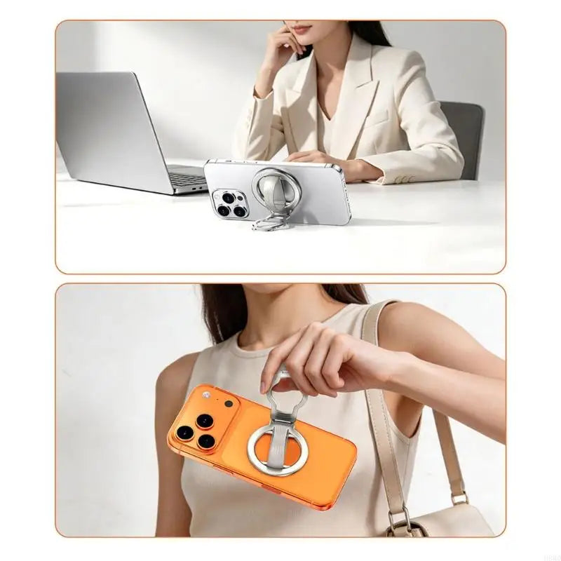 Rotating Magnetic Phone Holder with Silicone Ring | Kitchen