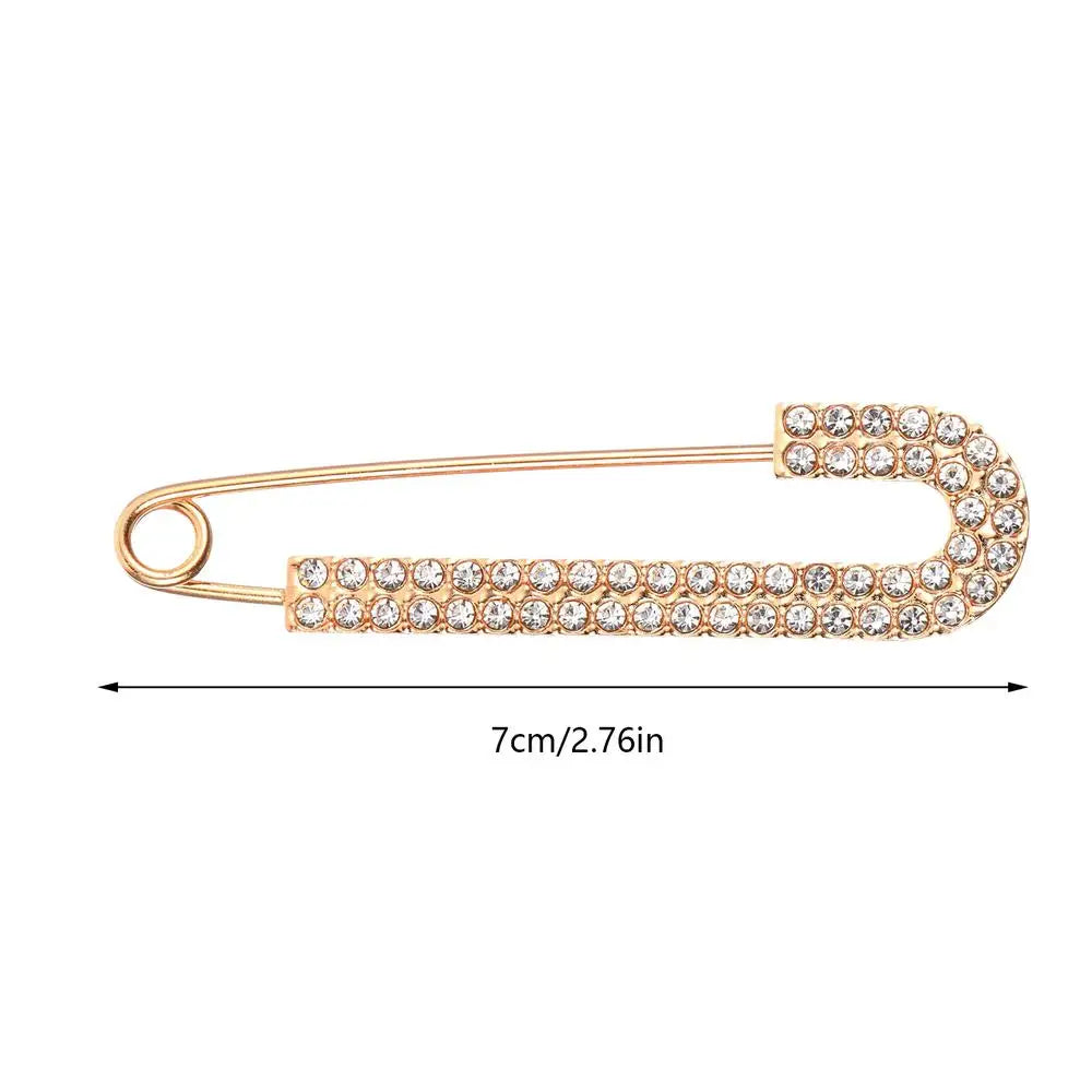 Silver Rhinestone Safety Pin Brooch – Decorative Clothing Pin